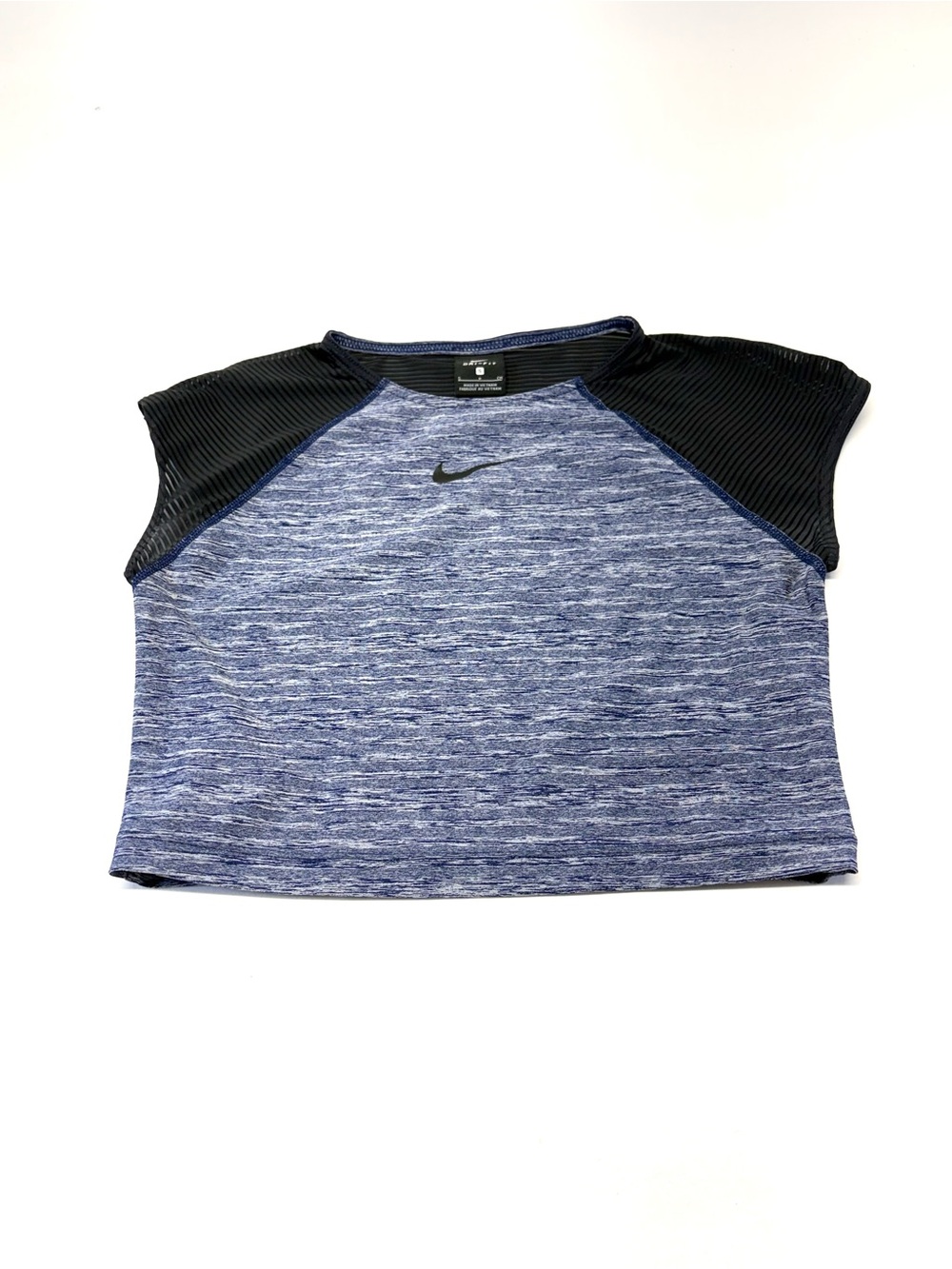 Nike Pro Dri-FIT Engineered Mesh Raglan Crop Top Blue Heather Size XS